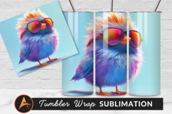 Fluffy Bird Wearing Sunglasses Colorful Tumbler Png Product Image 1