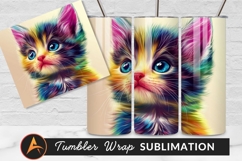 Colorful Kitten Art With Blue Eyes Staring Tumbler Design Product Image 1