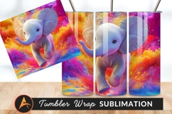 Baby Elephant Colorful Powder Explosion Tumbler Png Product Image 1