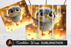 Adorable Owl Flying With Falling Autumn Leaves Tumbler Product Image 1