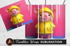 Cute Pig In Yellow Raincoat Tumbler Png Product Image 1