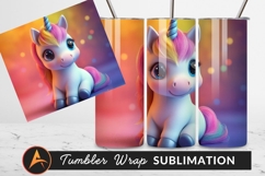 Cute Cartoon Unicorn Illustration For Tumbler Png Product Image 1