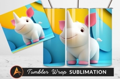 Cute Cartoon Rhino Tumbler Png Character Design Product Image 1
