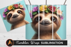 Cute Sloth Wearing Flower Crown Portrait Tumbler Png Product Image 1