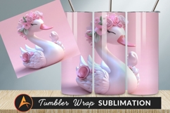 Elegant Swan With Pink Flowers Tumbler Png Product Image 1