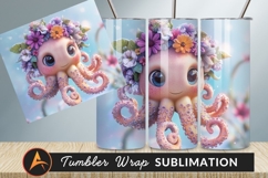 Cute Octopus Wearing Flower Crown Tumbler Png Product Image 1