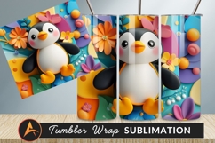 Cute Penguin With Colorful Floral Decoration Tumbler Product Image 1