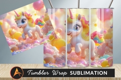 Cute Cartoon Unicorn With Rainbow Mane Design Product Image 1
