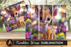Cartoon Deer Amidst Flowers Tumbler Png Product Image 1