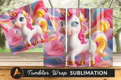 Cute Cartoon Unicorn With Colorful Candy Background Product Image 1