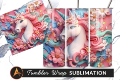 Floral Unicorn Illustration Background For Tumbler Png Product Image 1