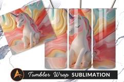 Sitting Unicorn With Pastel Wavy Background Product Image 1
