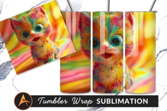 Colorful Furry Kitten With Big Blue Eyes Tumbler Product Image 1