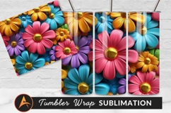 Colorful Flowers With Golden Centers Illustration Product Image 1