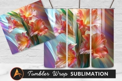 Vibrant Gladiolus Flowers On Abstract Background Tumbler Png Product Image 1