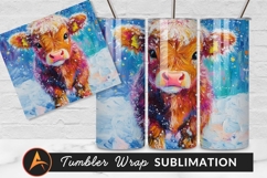 Colorful Cow In Winter Snowfall Tumbler Png Product Image 1