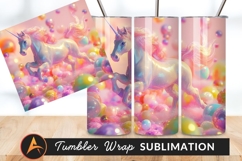 Prancing Unicorn Amidst Colorful Tumbler Png Balls Product Image 1