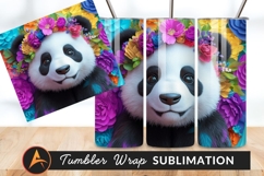 Cute Panda Bear With Floral Crown Art Tumbler Product Image 1