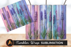 Lavender Flowers On Colorful Painted Wood Tumbler Png Product Image 1