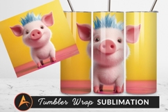 Cute Piglet With Blue Hair Tumbler Png Product Image 1