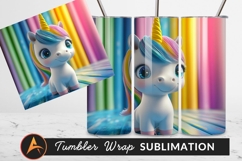 Cute Unicorn With Rainbow Hair Tumbler Png Product Image 1