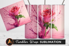Pink Rose Bloom Paint Splatter Tumbler Png Product Image 1