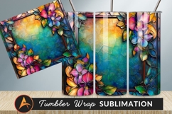 Stained Glass Floral Frame Tumbler Png Product Image 1