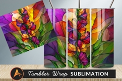Stained Glass Flower Design For Tumbler Png Product Image 1