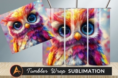 Colorful Owl With Big Blue Eyes Tumbler Png Product Image 1
