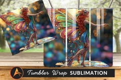 Fairy With Colorful Wings On Bokeh Background Product Image 1