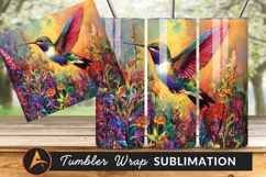 Vibrant Hummingbird In A Floral Garden Painting Product Image 1