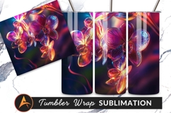 Vibrant Orchid Flowers With Tumbler Png Design Product Image 1