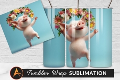 Happy Piglet With Flower Crown Tumbler Png Product Image 1