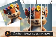 Cartoon Squirrel Wearing Floral Crown Tumbler Png Product Image 1
