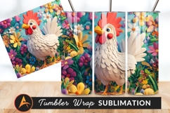 Cartoon Rooster Amidst Floral Garden Tumbler Png Product Image 1