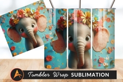 Cute Baby Elephant With Flower Crown Tumbler Product Image 1