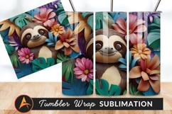 Cute Sloth Surrounded By Colorful Flowers Tumbler Product Image 1