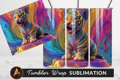 Colorful Tiger Cub Art Illustration Graphic Product Image 1