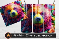 Colorful Artistic Bear Portrait Tumbler Png Product Image 1