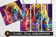 Neon Tiger With Tumbler In Water Png Product Image 1