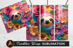Cute Sloth Surrounded By Colorful Paper Flowers Tumbler Product Image 1