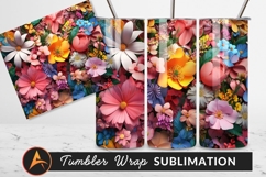 Colorful Paper Flowers Art Tumbler Png Design Product Image 1
