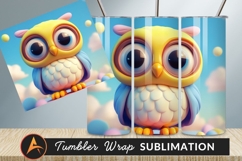 Cartoon Owl Illustration Against Sky Background Tumbler Png Product Image 1