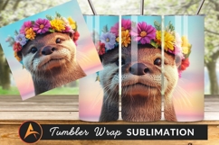 Otter Wearing Flower Crown Cute Animal Portrait Tumbler Product Image 1