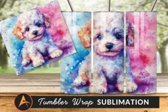 Watercolor Poodle Puppy Dog Art Illustration Tumbler Product Image 1