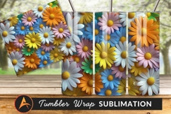 Colorful Daisy Flowers Background Tumbler Png Product Image 1