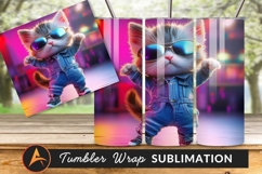 Cool Cat Dancing Wearing Sunglasses And Denim Tumbler Product Image 1
