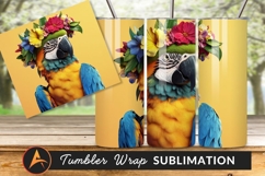 Macaw Parrot With Flower Crown Tumbler Png Product Image 1