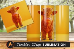 Cute Highland Calf On Yellow Tumbler Png Product Image 1
