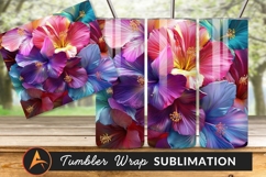 Vibrant Multicolored Hibiscus Floral Background Tumbler Png Product Image 1